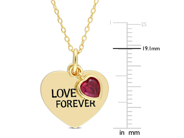 3/5 Carat (ctw) Lab-Created Ruby Heart LOVE Forever Pendant Necklace in 10K White Gold with Chain