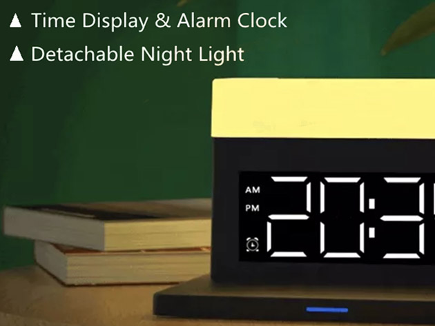 LED Night Light Alarm Clock with 3-in-1 Wireless Charging