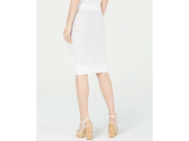 Michael Kors Women's Sweater Mesh Pencil Skirt White Size Extra Large