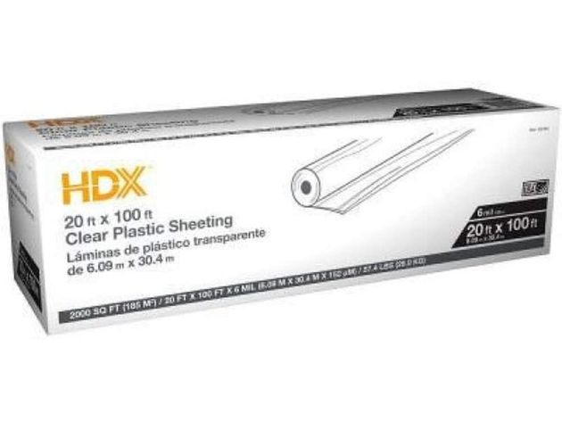 HDX Heavy-duty 10 Feet x 25 Feet Clear 6 Millimeters Multipurpose Clear Plastic Sheeting (New Open Box)