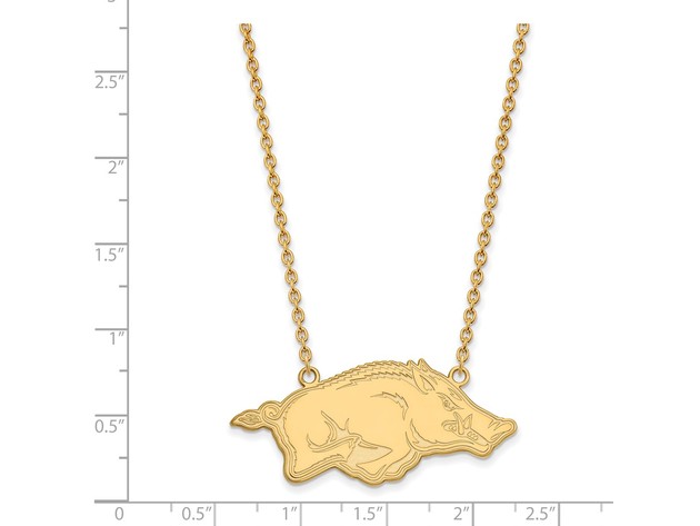 14k Gold Plated Silver U of Arkansas Large Pendant Necklace