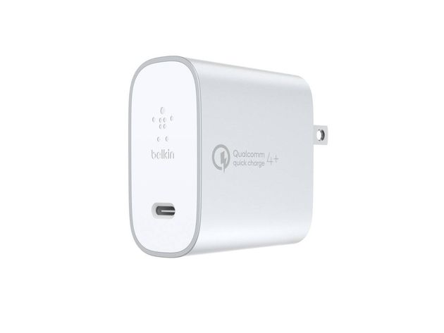 Belkin Boostup Quick Charge 27 Watt 4+ Home Charger with USB-C Cable, Light Silver (New Open Box)