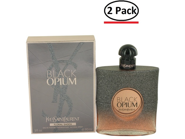 Black Opium Floral Shock by Yves Saint Laurent Eau De Parfum Spray 3 oz for Women (Package of 2)