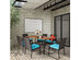Costway 7 Piece Patio Rattan Dining Chair Table Set W/ Cushion Umbrella Hole Red\\Navy - Turquoise