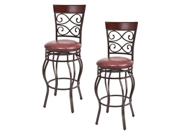 Costway Set of 2 Vintage Bar Stools 30" Swivel Padded Seat Bistro Dining Kitchen Pub Chair