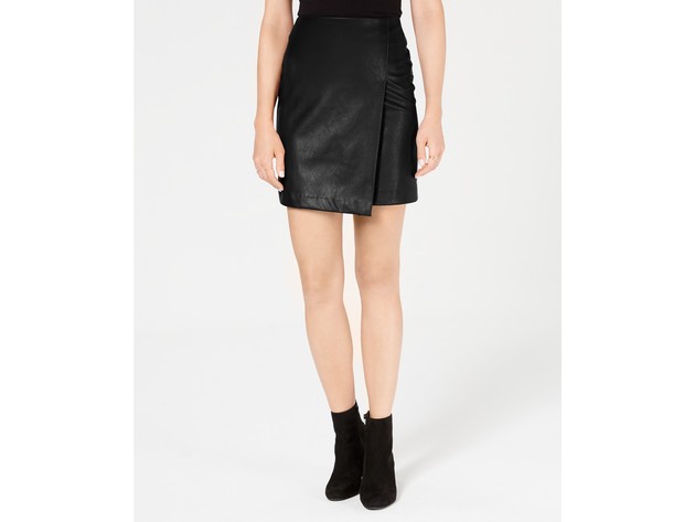 Bar III Women's Faux-Leather Skirt Black Size Small