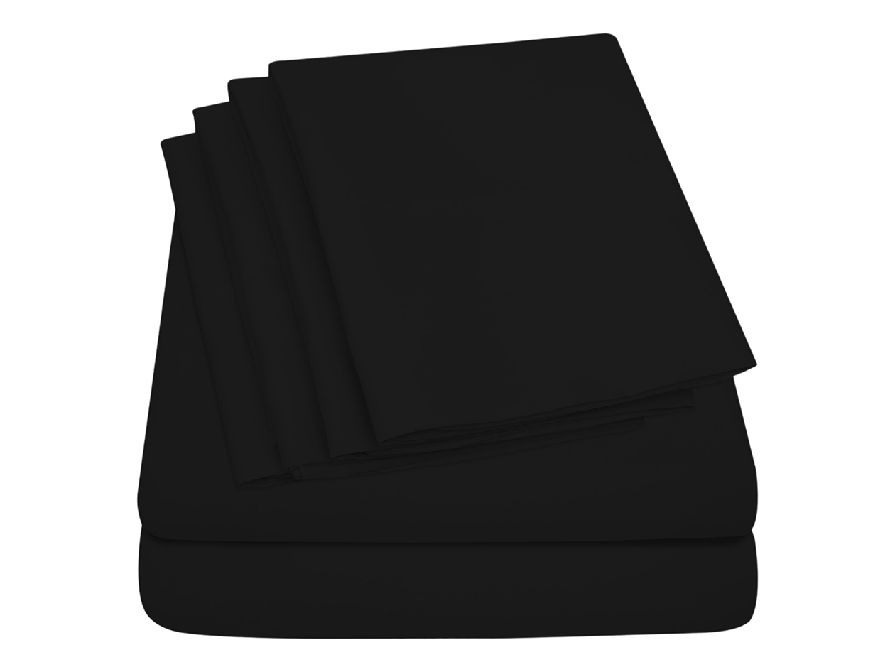 Super-Soft 1800 Series Bamboo Blend 6-Piece Sheet Set (Black/Queen)