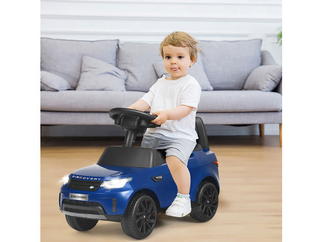 2-in-1 6V Kids Ride On Car Licensed Land Rover Toddler Push Car with Pedal White\Blue - Blue