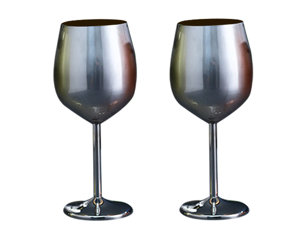 Happiest Hours Wine Goblets (Silver/2-Pack)