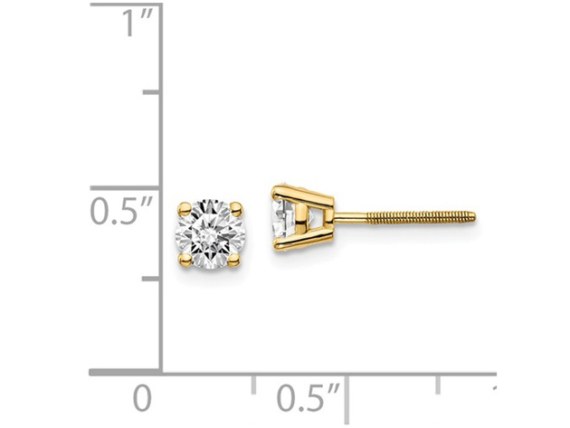 7/10 Carat (ctw VS2-SI1, G-H-I) Round Diamond Solitaire Stud Earrings in 14K Yellow Gold