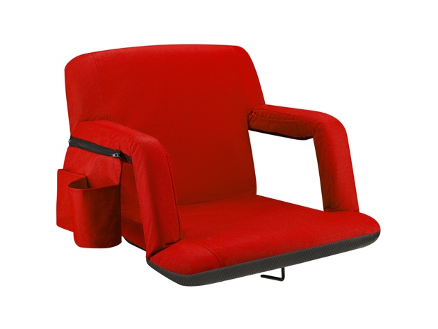 Reclining Stadium Seat with Armrests and Side Pockets (Red)