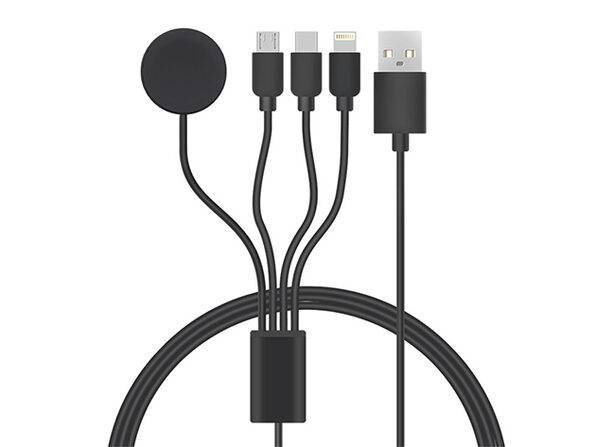 4-in-1 Multi Port & Apple Watch Charger Black - Product Image