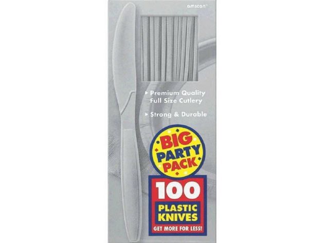 Party Favors - Big Party Pack - Silver - Plastic Knives - 100ct