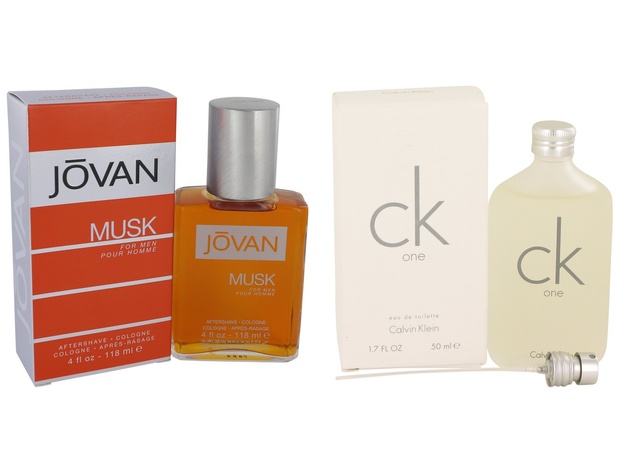 Gift set  JOVAN MUSK by Jovan After Shave / Cologne 4 oz And  CK ONE EDT Pour/Spray (Unisex) 1.7 oz