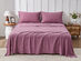Kathy Ireland 4 Piece Heathered Jersey Knit Cotton Sheet Set (Full/Rose)