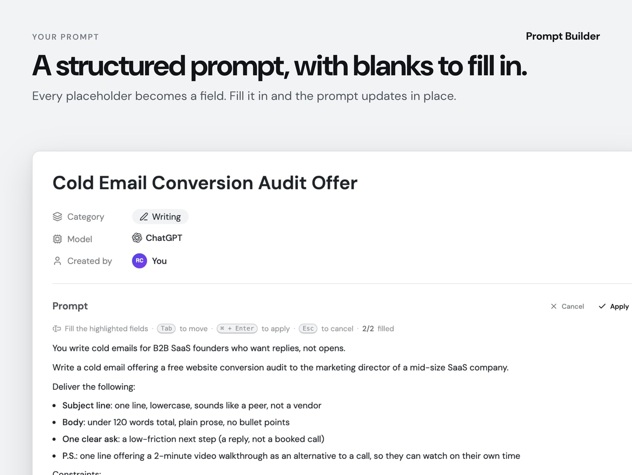 PromptBuilder - AI Prompt Optimizer: Lifetime Subscription (Pro)