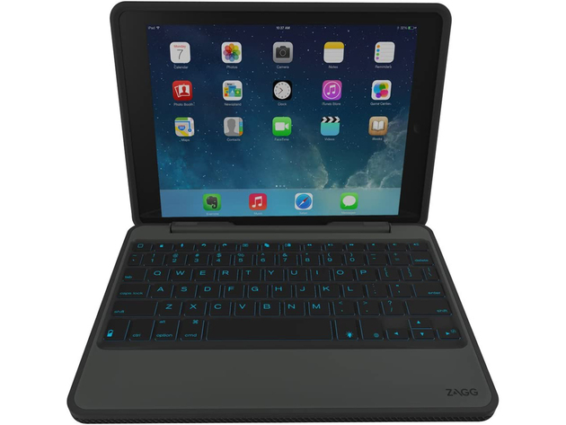ZAGG Rugged Book Durable Case, Hinged with Detachable Backlit Keyboard For iPad Air 1st Gen, Black (New Open Box)