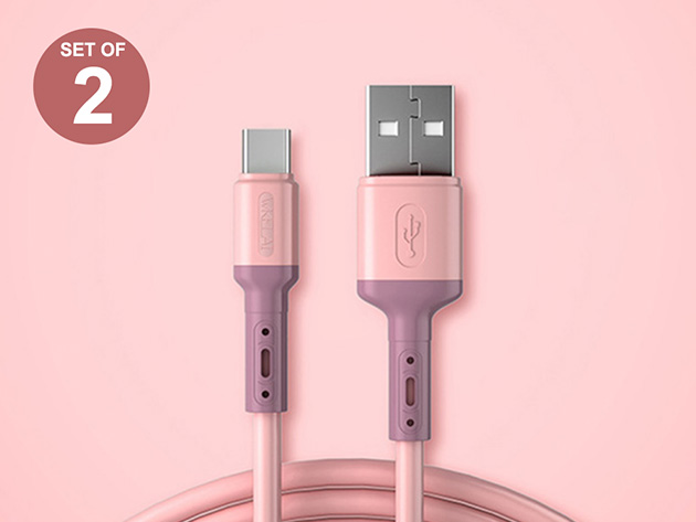 Colorful USB-C Charging Cables (2-Pack/Pink)