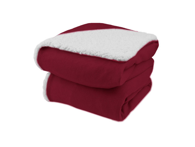 Biddeford Analog Comfort Knit Electric Heated Throw Blanket with Natural Sherpa - Brick