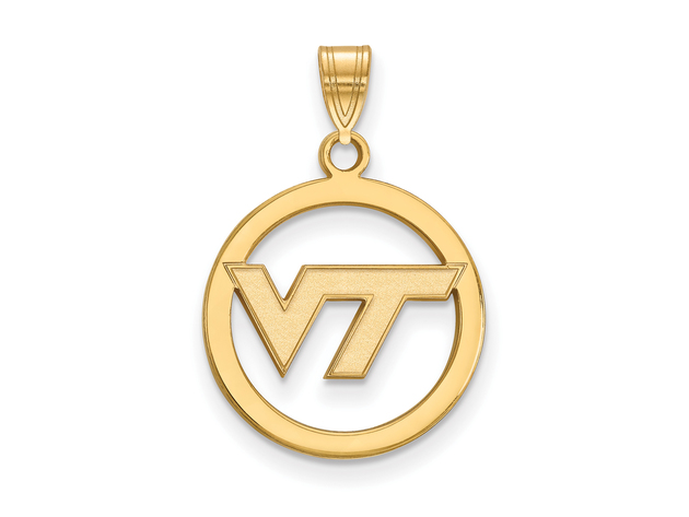 14k Gold Plated Silver Virginia Tech Small Logo Circle Pendant
