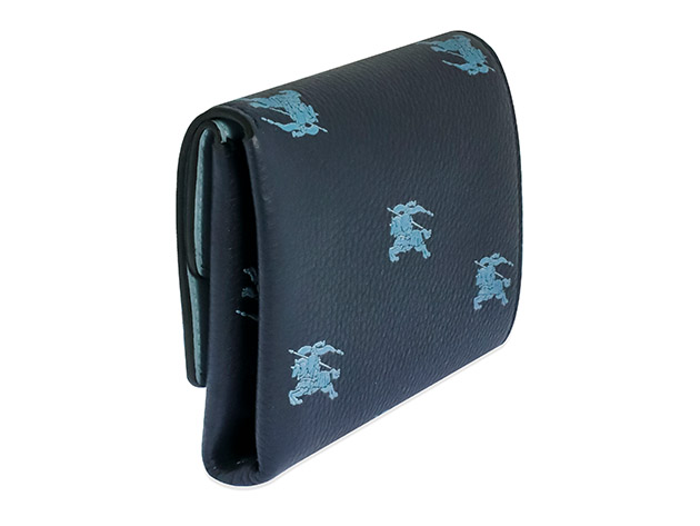 Burberry Knight's Equestrian Regency Blue Leather Wallet Handbag 8007755 (Store-Display Model)