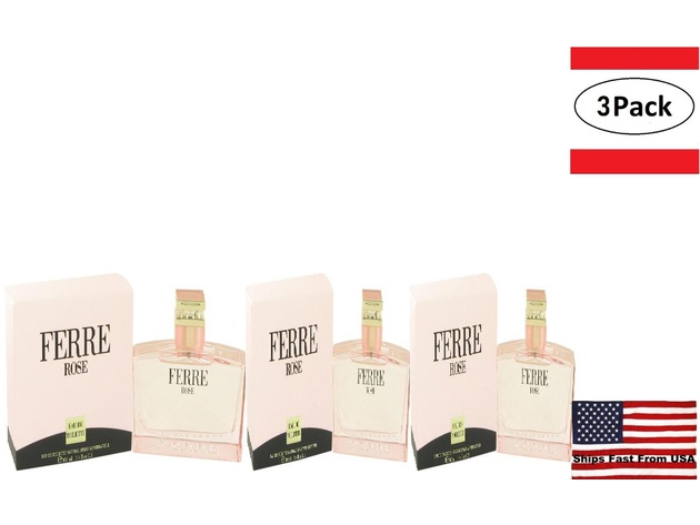 3 Pack Ferre Rose by Gianfranco Ferre Eau De Toilette Spray 3.4 oz for Women