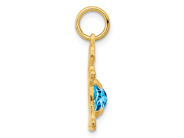 3/5 Carat (ctw) Blue Topaz Young Girl Charm Pendant Necklace in 14K Yellow Gold with Chain