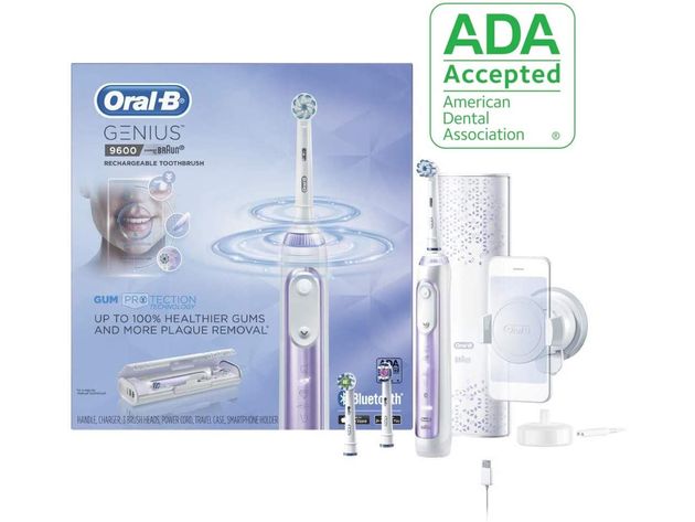 Oral-B Genius Pro 9600 Electric Rechargeable Toothbrush with 3 Brush Heads, Orchid Purple