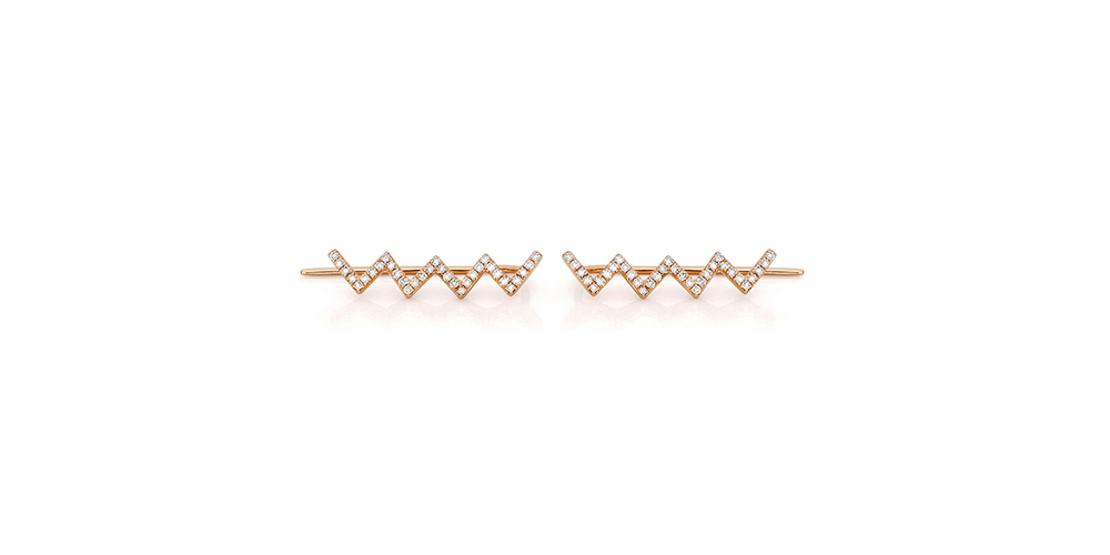 Homvare Women’s 925 Sterling Silver Zig Zag Stick Earrings - Gold