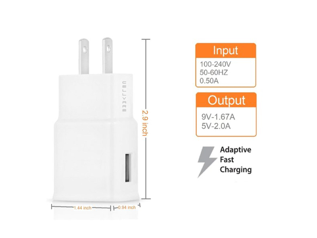 Adaptive Fast Charging (AFC) Wall/Travel Charger w/ Micro USB 5 Ft Cable for Samsung, AT&T, T-Mobile, Verizon - White