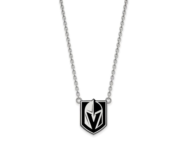 Sterling Silver NHL Golden Knights LG Epoxy Necklace, 18 In