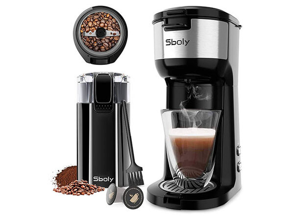 Single Serve Coffee Maker For K Cups Ground Coffee With Grinder Bundle Stacksocial