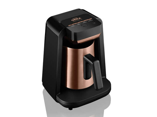 Arzum Okka Rich Automatic Turkish Coffee and Hot Beverage Maker, Velvetiser, 120V, Black/Copper