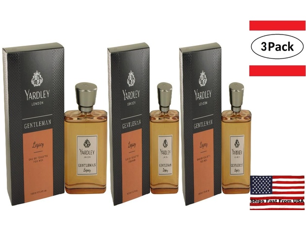 3 Pack Yardley Gentleman Legacy by Yardley London Eau De Toilette Spray 3.4 oz for Men