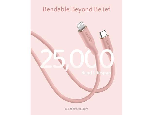 Anker 641 USB-C to Lightning Cable (Flow, Silicone) - 3ft/Coral Pink