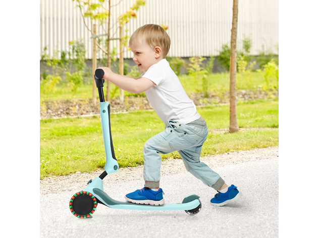Honeyjoy Portable 3 Wheel Kids Scooter with Gravity Steering System Purple\Blue\Green - Green