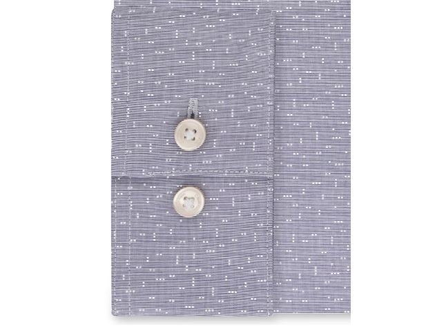 Calvin Klein Men's Steel Slim-Fit Stretch Performance Non-Iron Blue Dot-Print Dress Shirt Navy Size 15-32-33