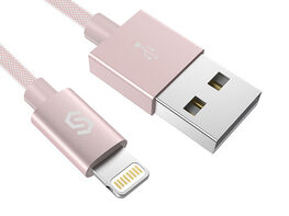 Nylon Braided iPhone Lightning Cable 3.3 Ft Rose Gold 