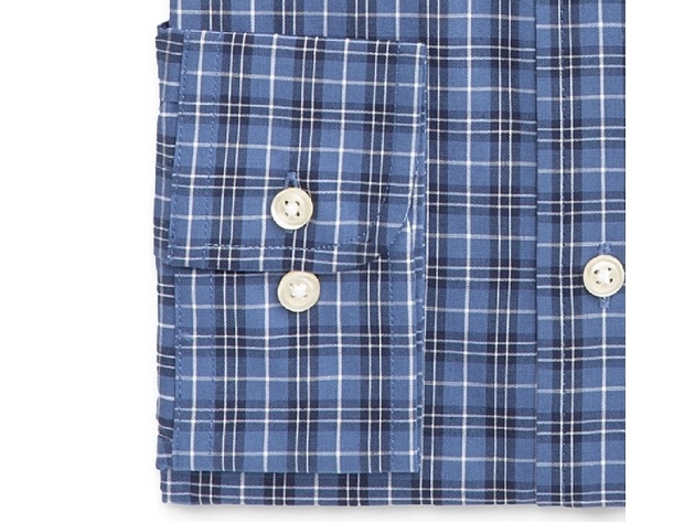 Club Room Men's Regular Fit Button Down Collar Dress Shirts Navy Size 17-34-35