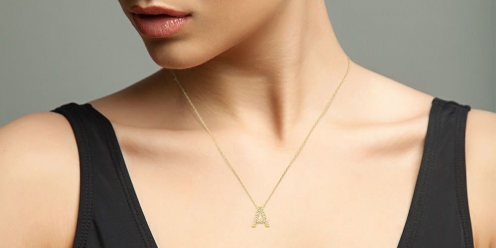 Diamond A–Z Initial Yellow Gold Necklace 