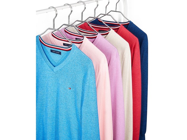 Tommy Hilfiger Men's Signature Solid V-Neck Sweater Lilac Size Small