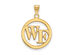 14k Gold Plated Silver Wake Forest U. Small 'WF' Circle Pendant