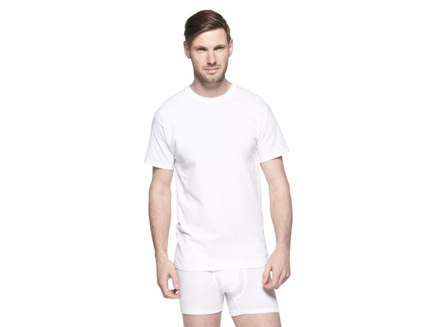 Hanes Men's Crew Neck T-Shirt with Fresh IQ and Short Sleeve, Large, White, 6 Pack