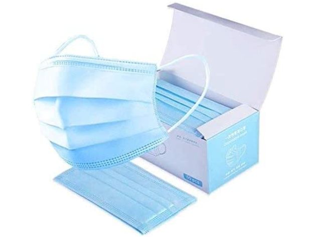 Disposable Face Mask - Pack of 50 3-Ply Breathable face Masks, Adult - Blue