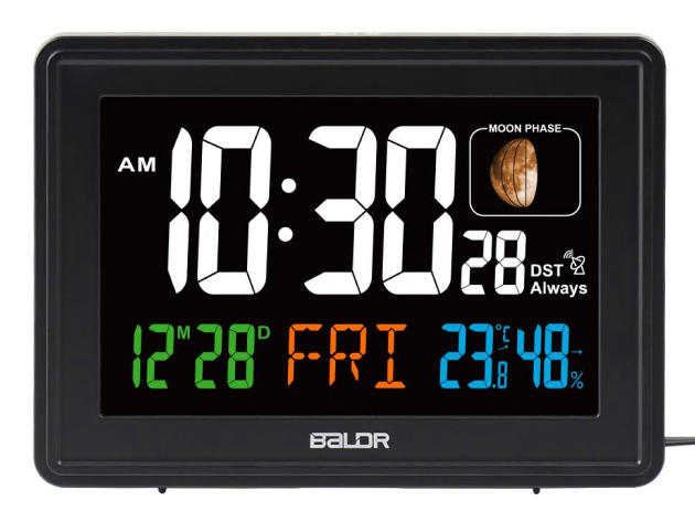 BALDR Atomic Alarm Clock in Color with Large Display (Black)