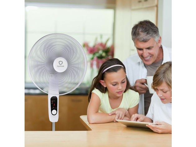 Fantask 16'' Oscillating Pedestal Fan 2 Mode Adjustable 2 Blades Remote Control - White