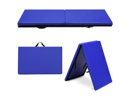 Costway 6''x 2'' Gymnastics Yoga Mat Thick Two Folding Panel Gym Blue 