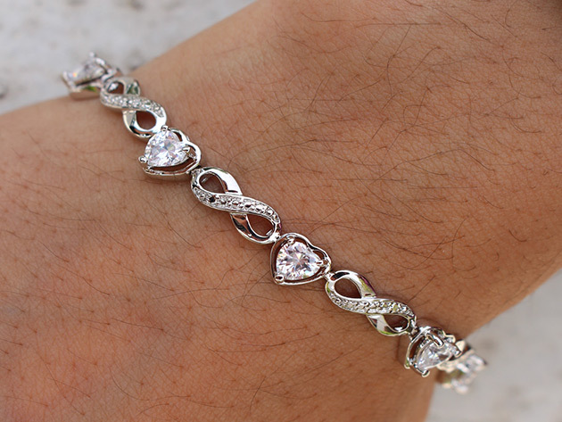 Amanda 18k Infinity Tennis Bracelet (Silver)