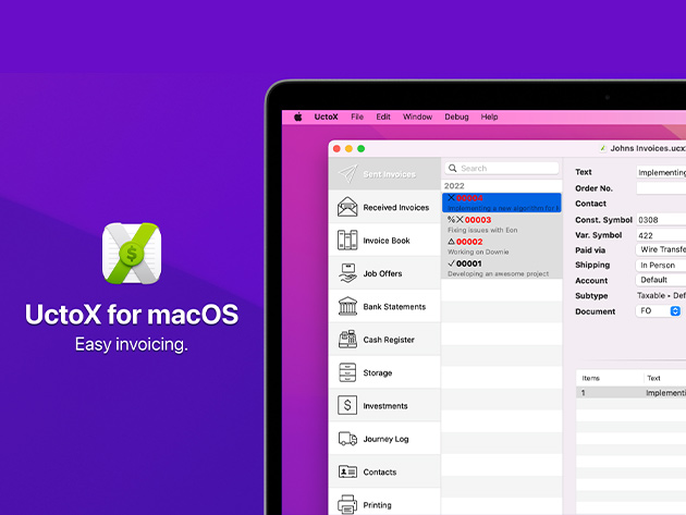 UctoX Invoicing Software for Mac: Lifetime Subscription