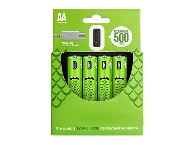 4-Pack ECO Recharge USB Rechargeable Batteries (AA)